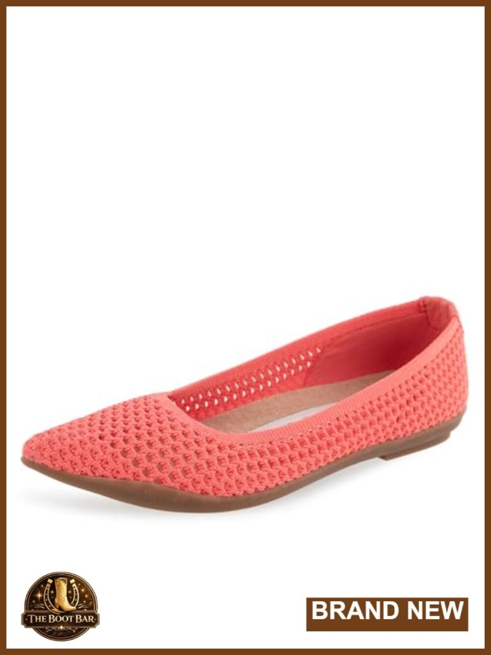 Knit Fabric Pointed Toe Flats with Ortholite Foam Insole and Diamond Flex